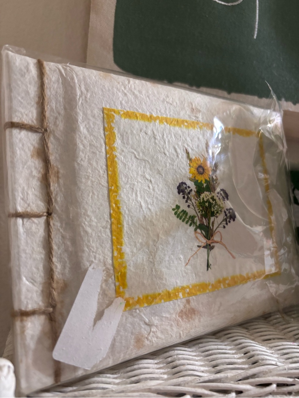 Handmade Sunflower & Wildflower Paper album Art - Yellow Accent